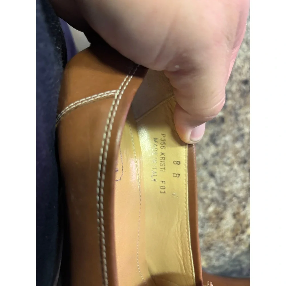 Coach Kristi Tan Leather Block Heel Loafers Buckle Pumps Made in Italy Womens 8B